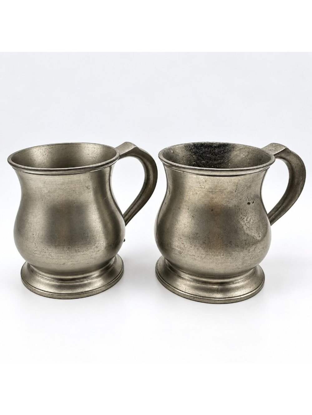 Crown & Rose Pewter Tankard Mugs Set of 2 Vintage England
